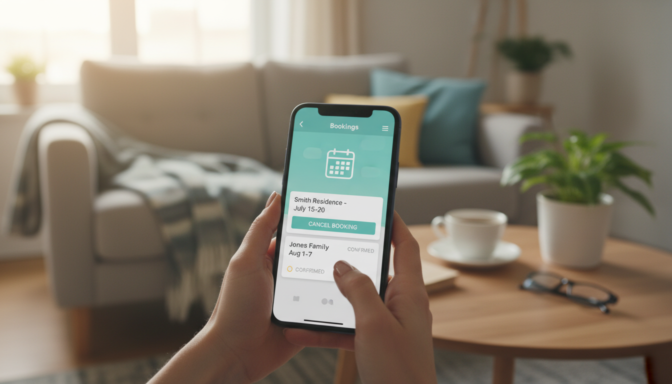 How do I cancel or reschedule a house sitting booking using popular apps?
