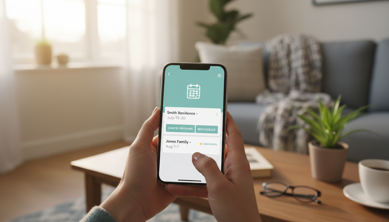 How do I cancel or reschedule a house sitting booking using popular apps?