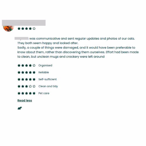 negative review on a house sitting site