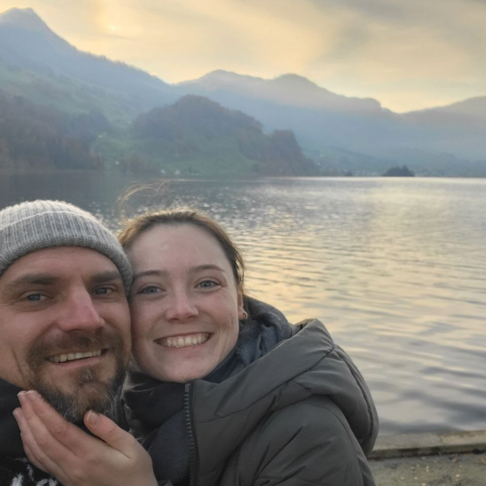 Konrad and Caro by a Lake in Switzerland