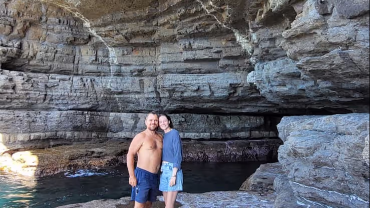Konrad and Caro Exploring Caves in Australia