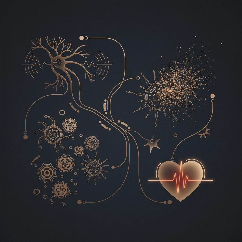 Nicotine and its multiple effects Absract Image of neural pathways interacting with nicotine
