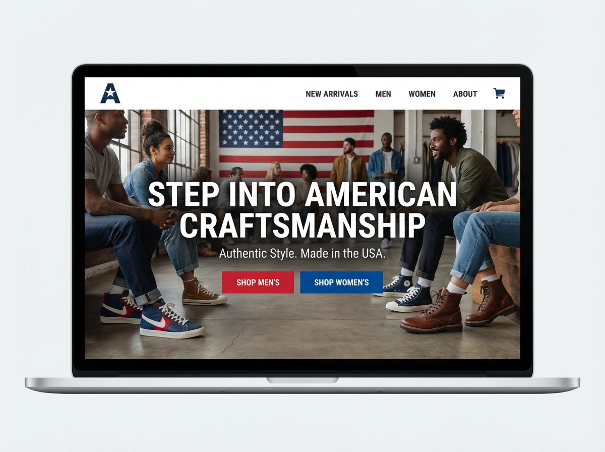 Build Your Iconic American Shoe Website with Ease website preview