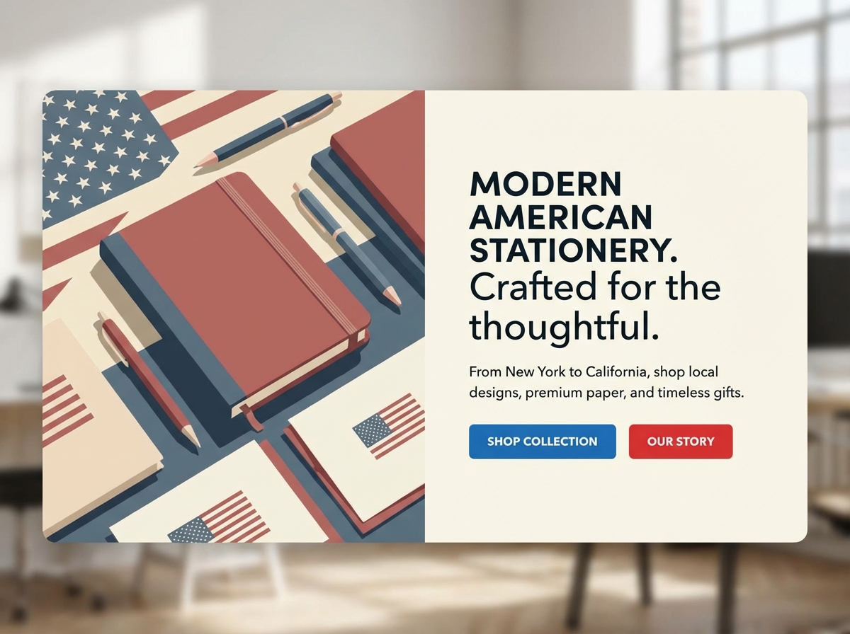 Build a Beautiful American Stationery Website, Effortlessly. website preview