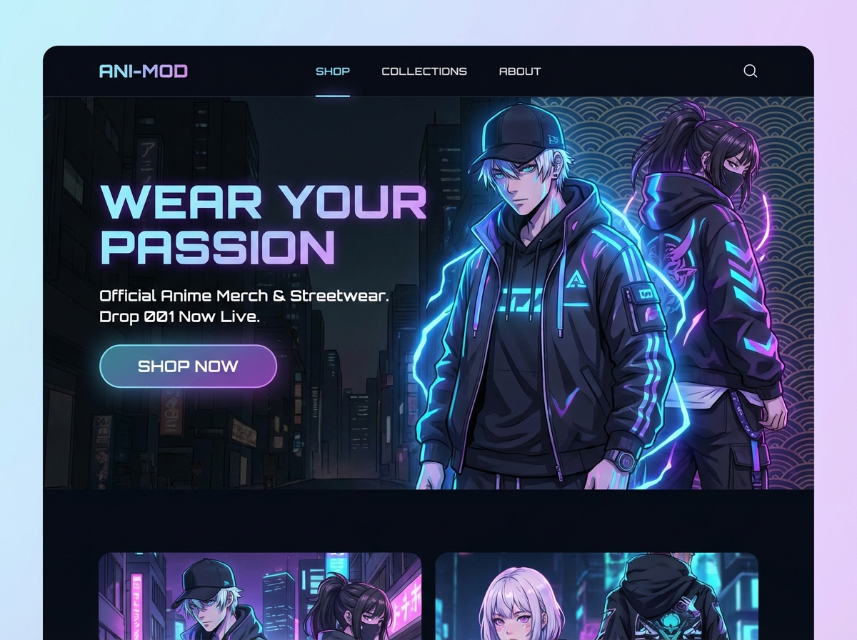 Launch Your Anime Apparel Store with Grigora website preview
