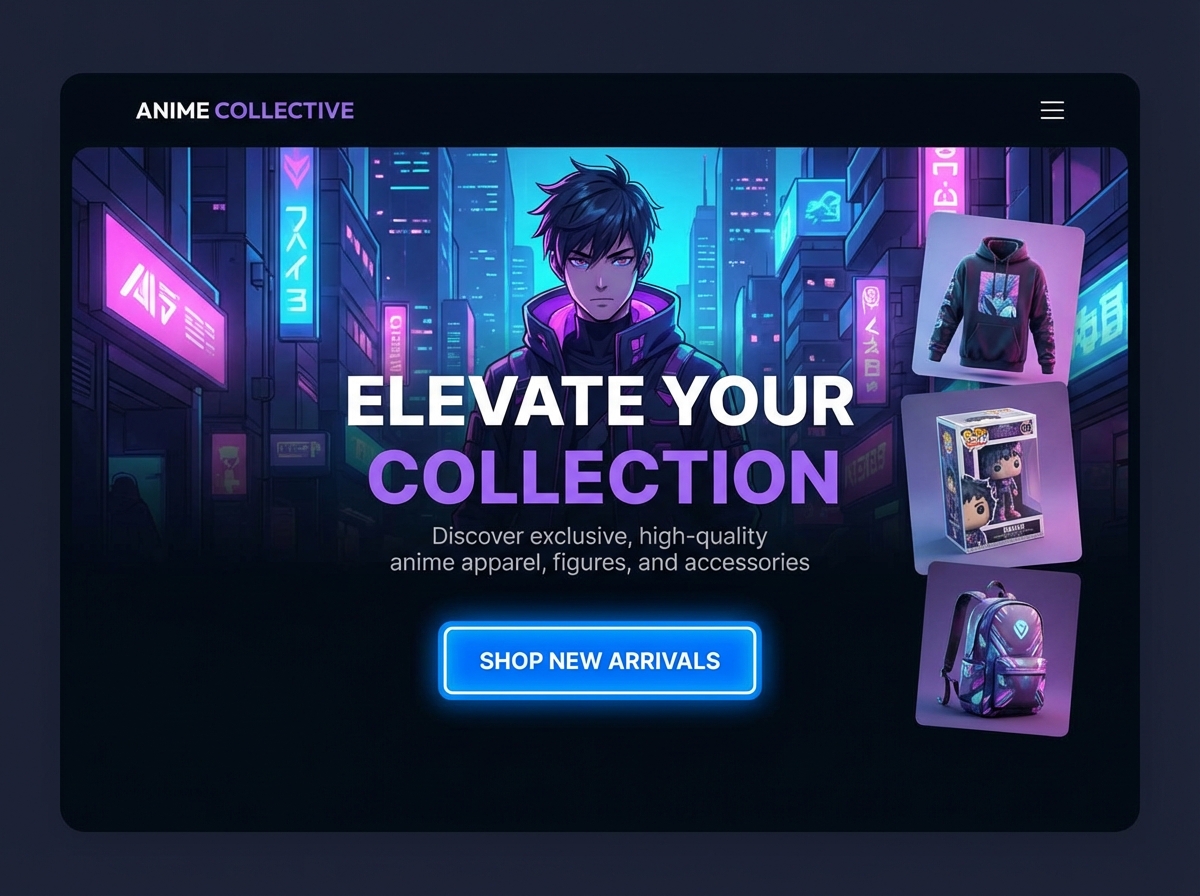 Launch Your Dream Anime Merchandise Store website preview