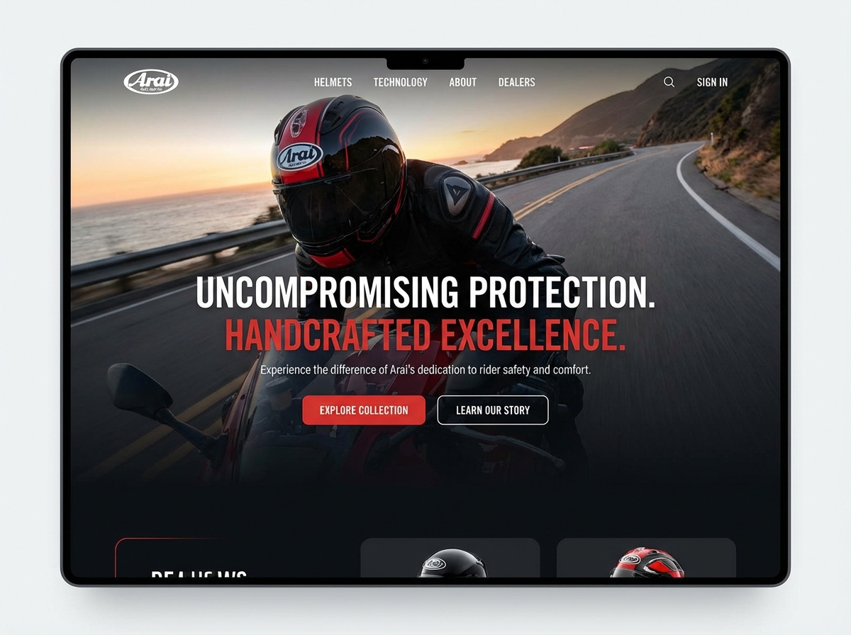 Build the Ultimate Website for Your Custom Arai Helmet Business website preview