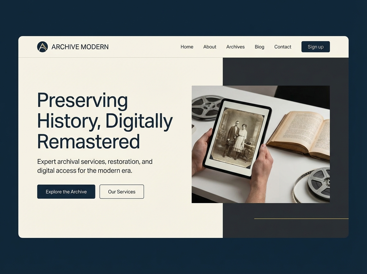 Build Your Professional Archivist Website with Ease website preview