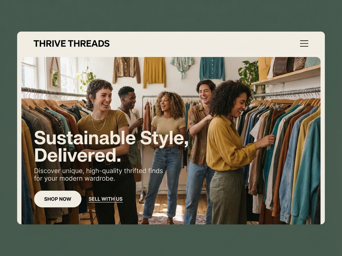 Build Your Online Thrift Store with Ease website preview