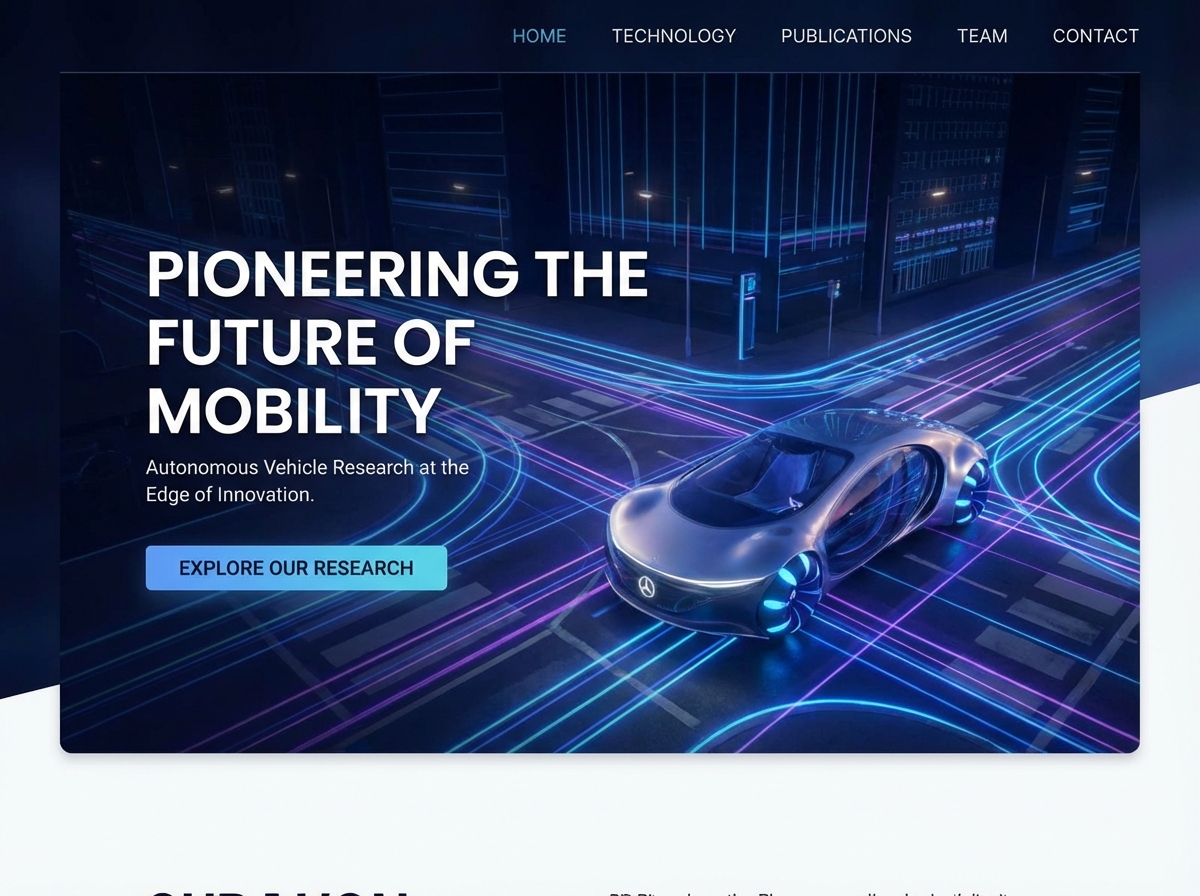 Build Your Autonomous Vehicle Research Website Effortlessly website preview