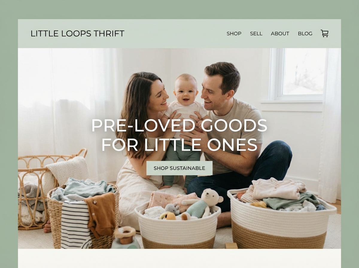 Build Your Sustainable Baby Thrift Website Today website preview