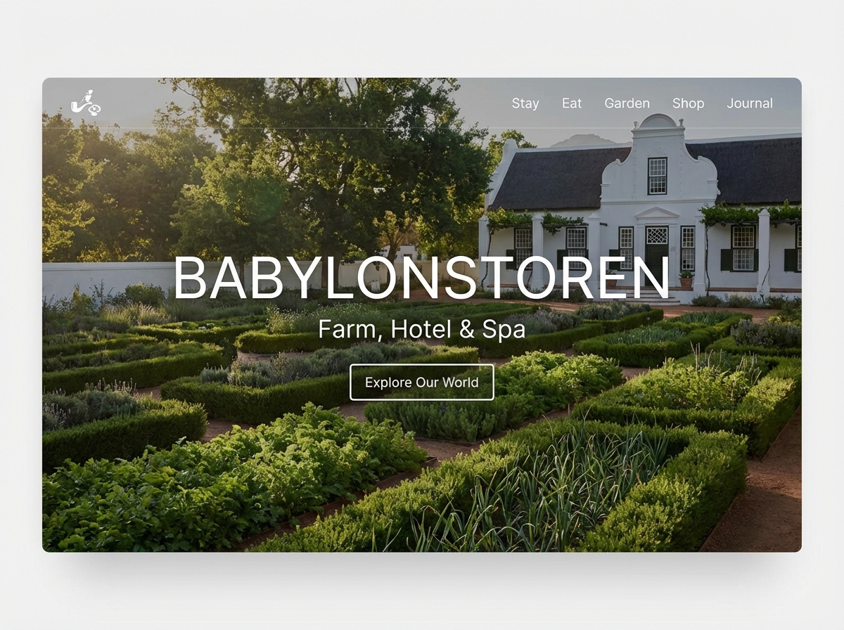 Build a stunning Babylonstoren-style website website preview