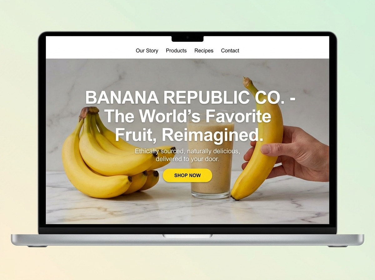 Build a Fresh Banana Website, Effortlessly. website preview