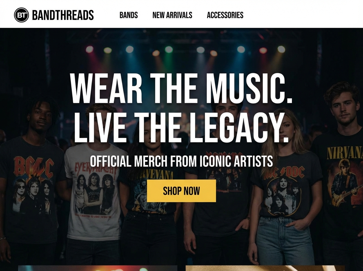 Launch Your Own Custom Band T-Shirt Store Effortlessly website preview