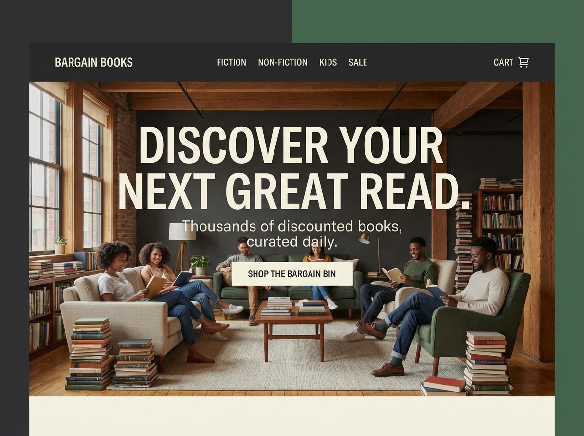 Build Your Dream Bargain Books Website Instantly website preview