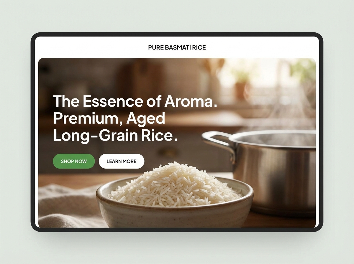 Showcase Your Premium Basmati Rice Brand website preview