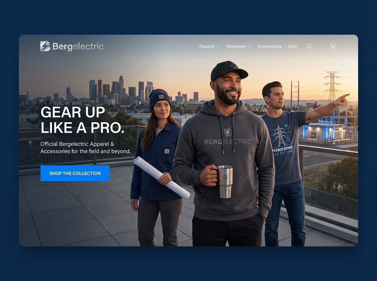 Create Your Own Bergelectric Merch Store website preview