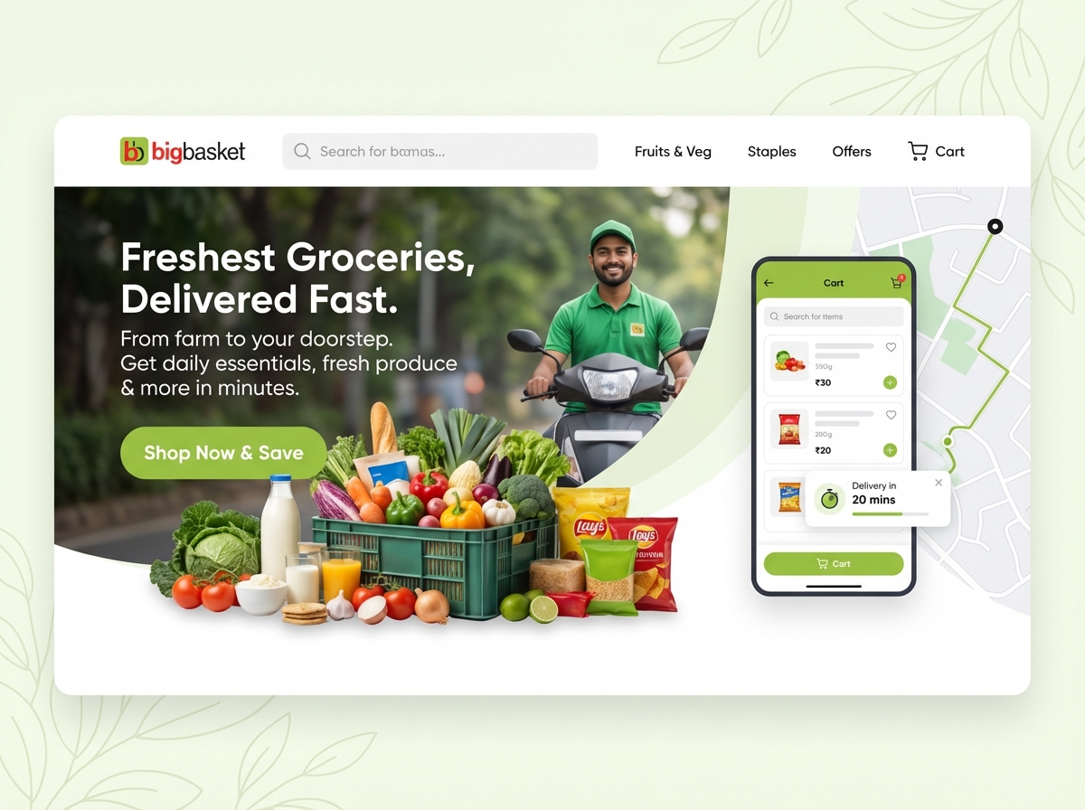 Build Your Own Online Big Basket Store Today website preview