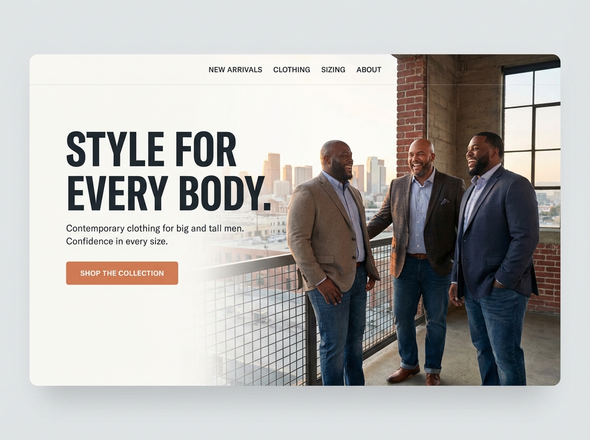 Create Big Mens Clothing Online Stores Instantly | AI Builder website preview