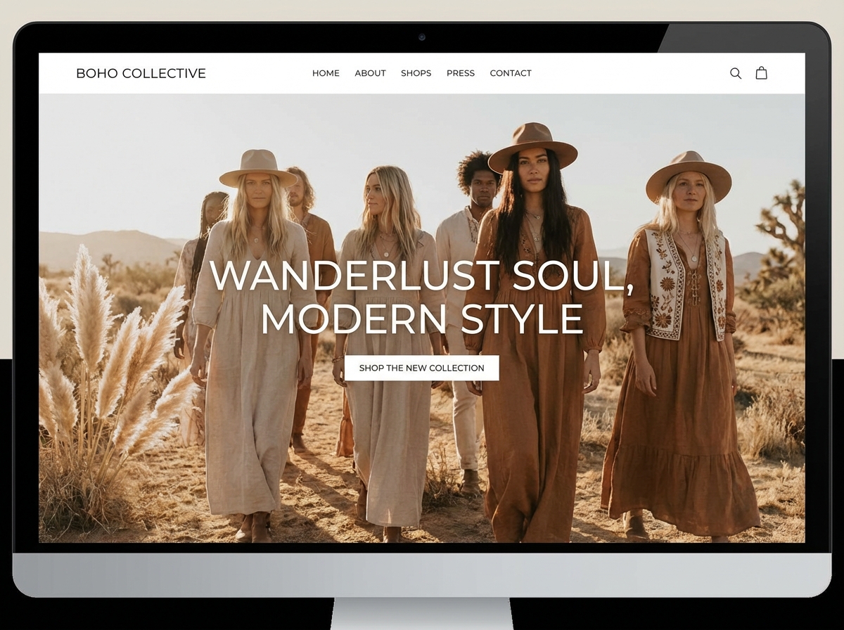 Design Your Dream Boho Clothing Website website preview