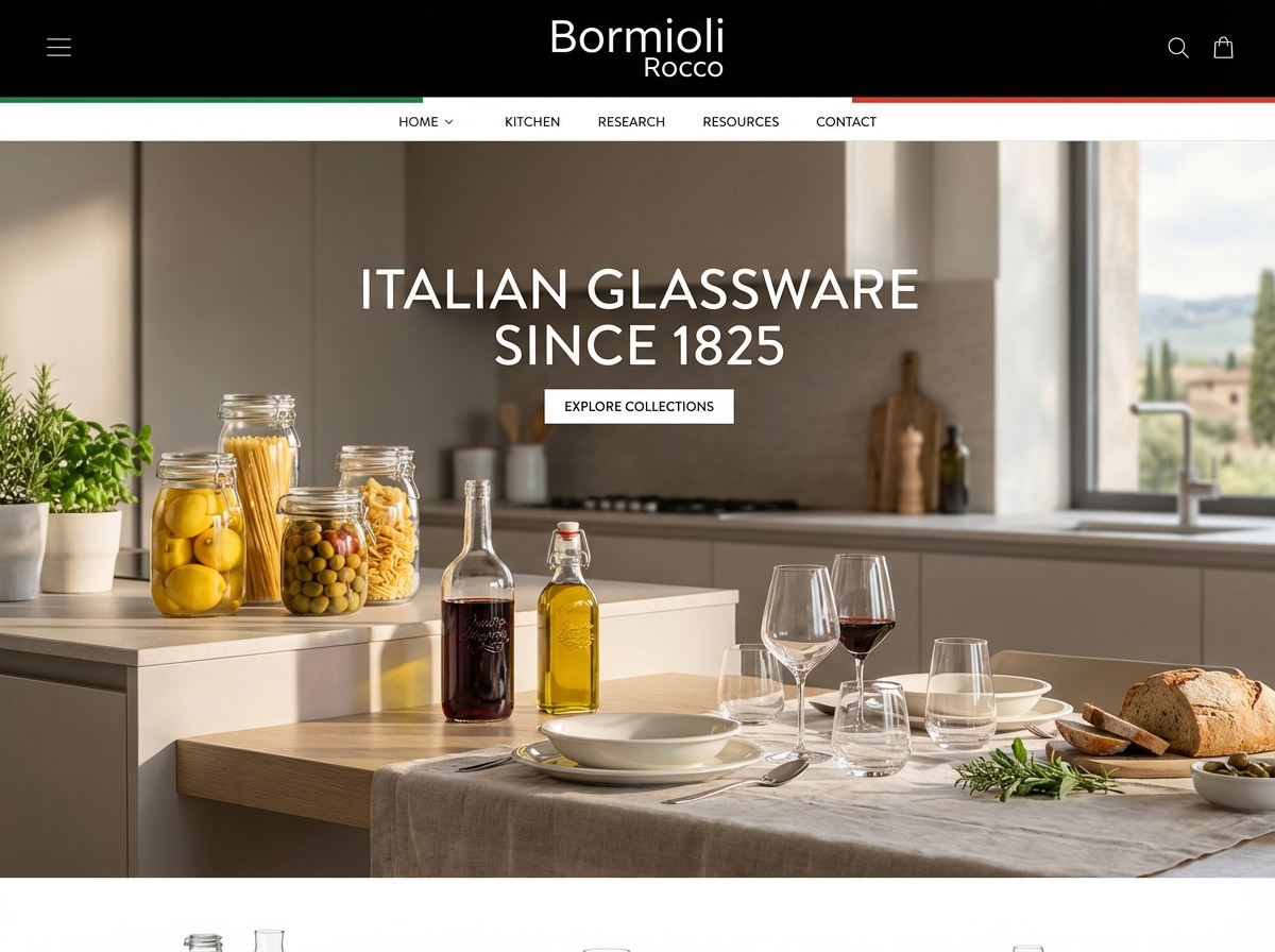 Showcase Bormioli Rocco with a Stunning website preview
