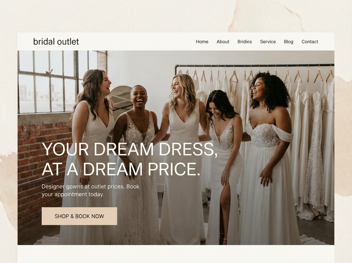 Create Your Dream Bridal Outlet Website Today website preview