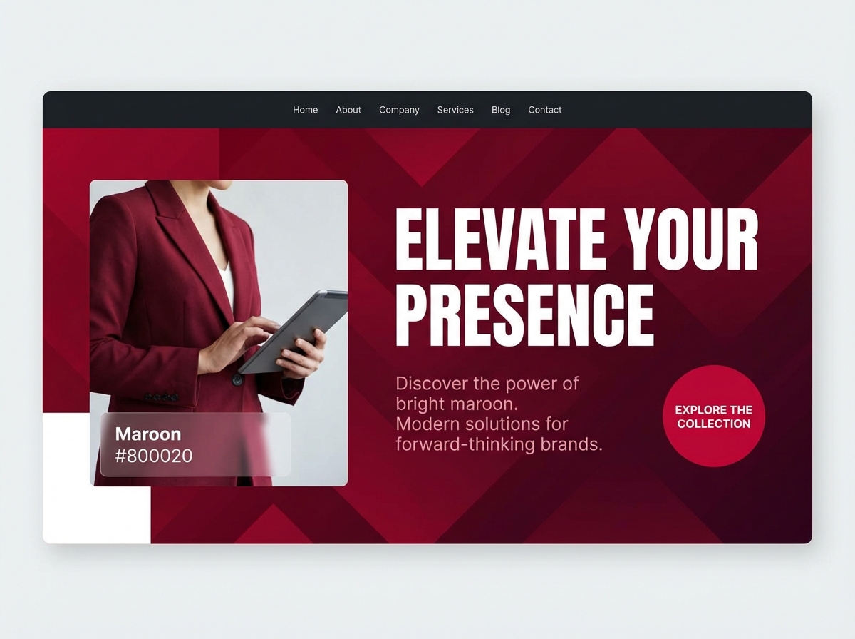 Unleash Vibrant Visuality with Bright Maroon Color website preview