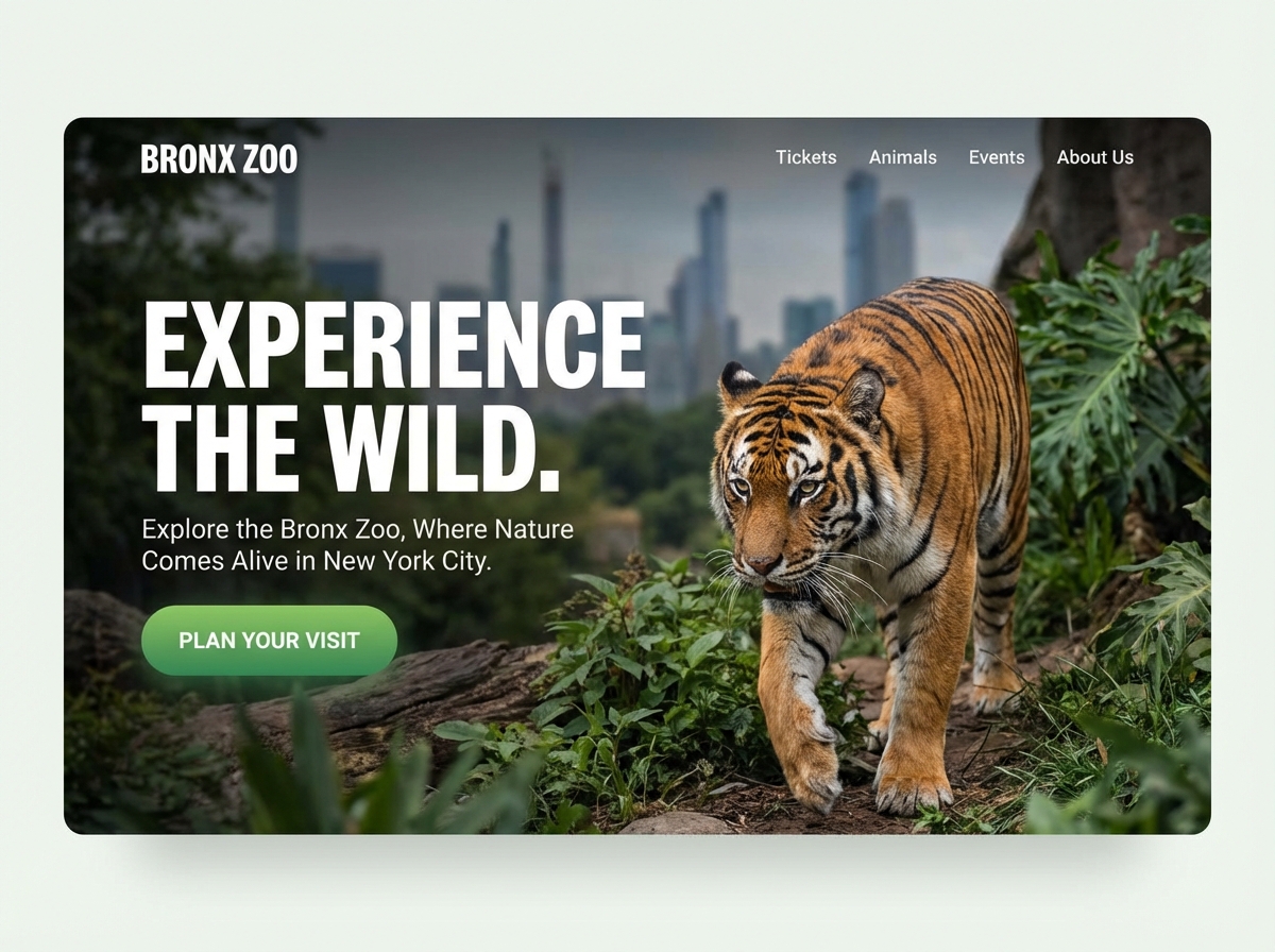 Make a Bronx Zoo Info Site Instantly | AI Builder website preview