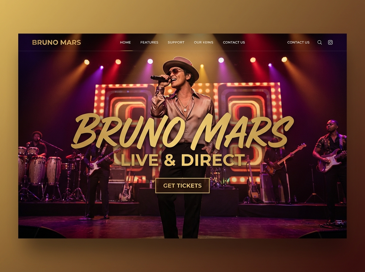 Build a Stellar Bruno Mars Fan Website website preview