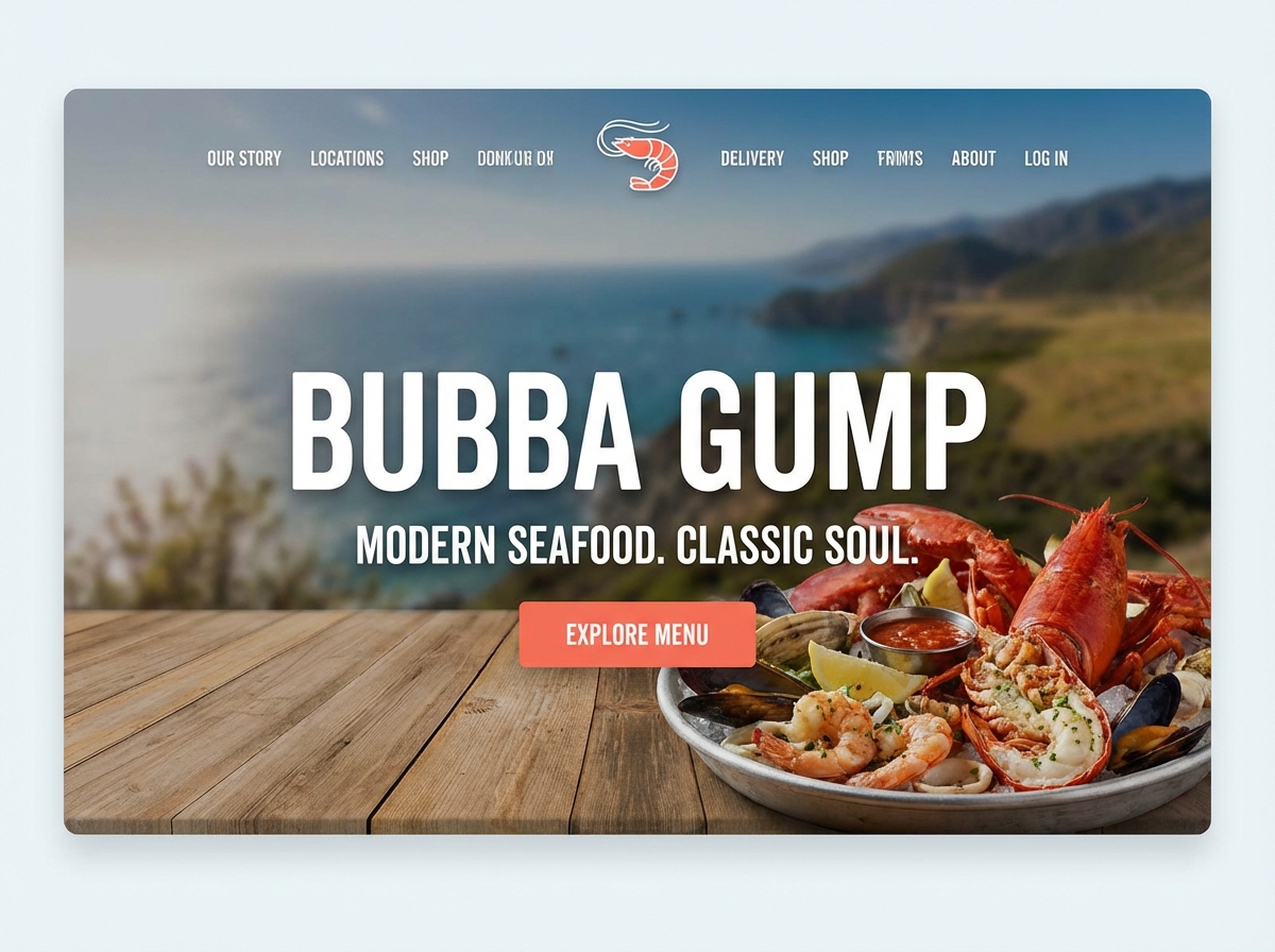 Build a Restaurant Website with Bubba Gump Flair website preview