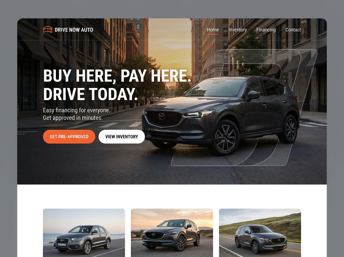 Build Your Dealership with a Buy Here Pay Here Website Builder website preview