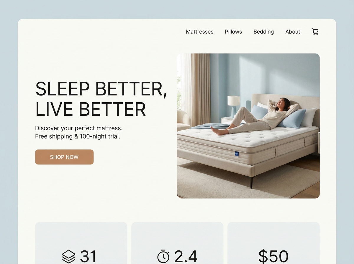 Build a Stunning Online Store to Sell Mattresses website preview