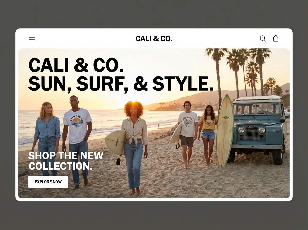 Make a California Clothing Brand E-commerce Site | AI Builder website preview
