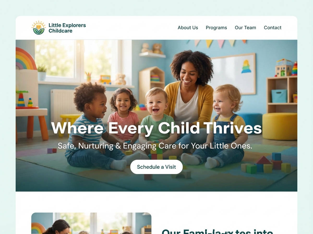 Build Your Dream Childcare Website, Faster. website preview