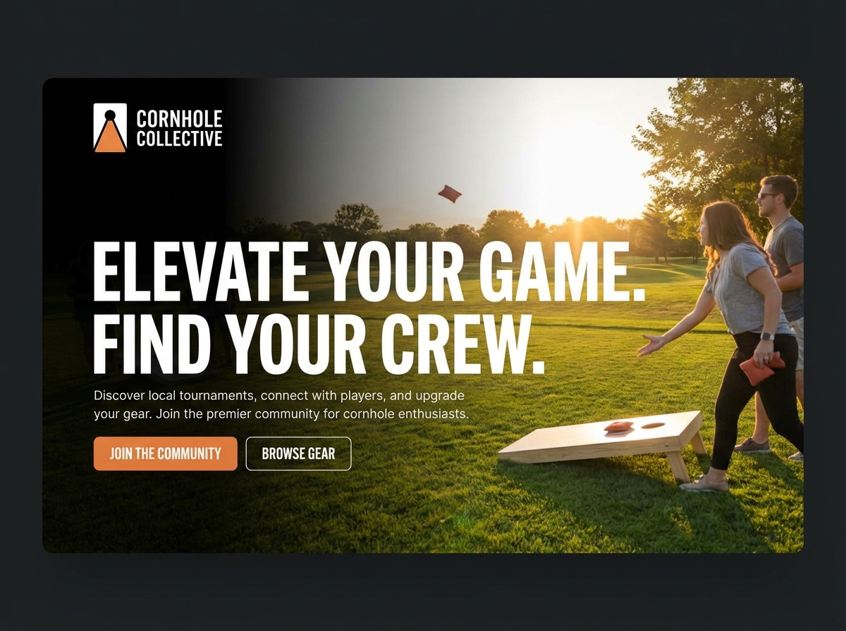 Build Your Winning Cornhole Team Website Today website preview