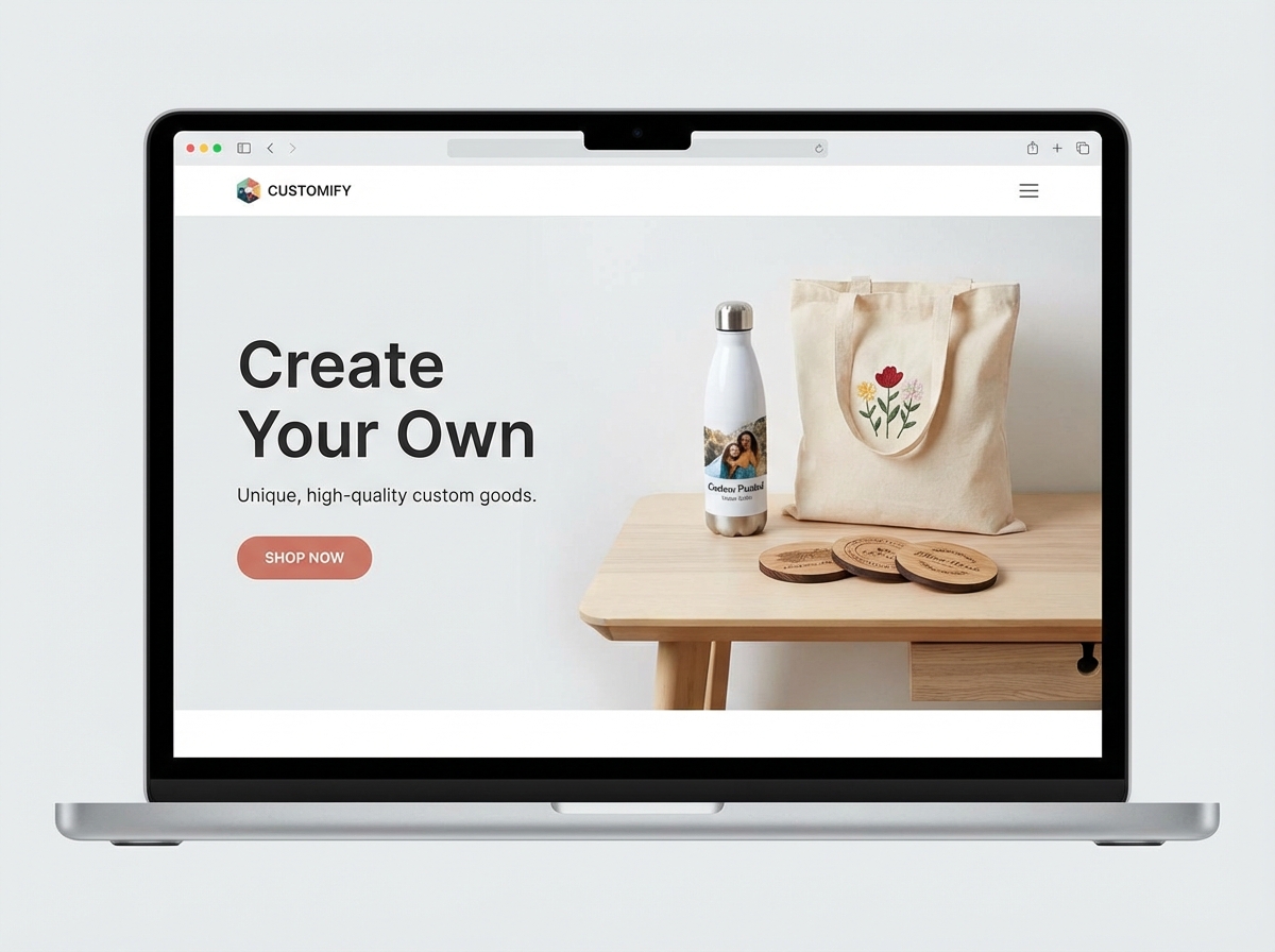 Build and Sell Your Unique Custom Products Online website preview