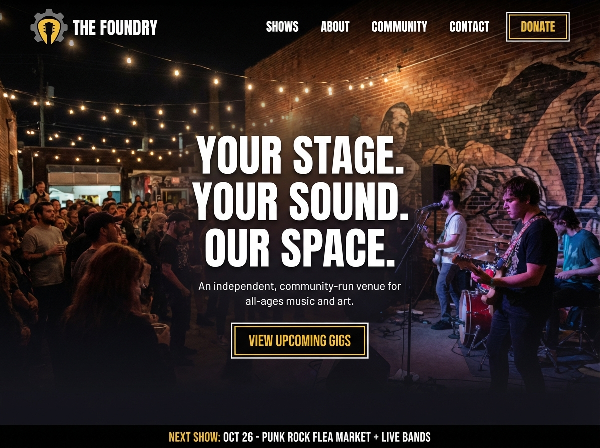Build Your DIY Music Venue Website Today website preview