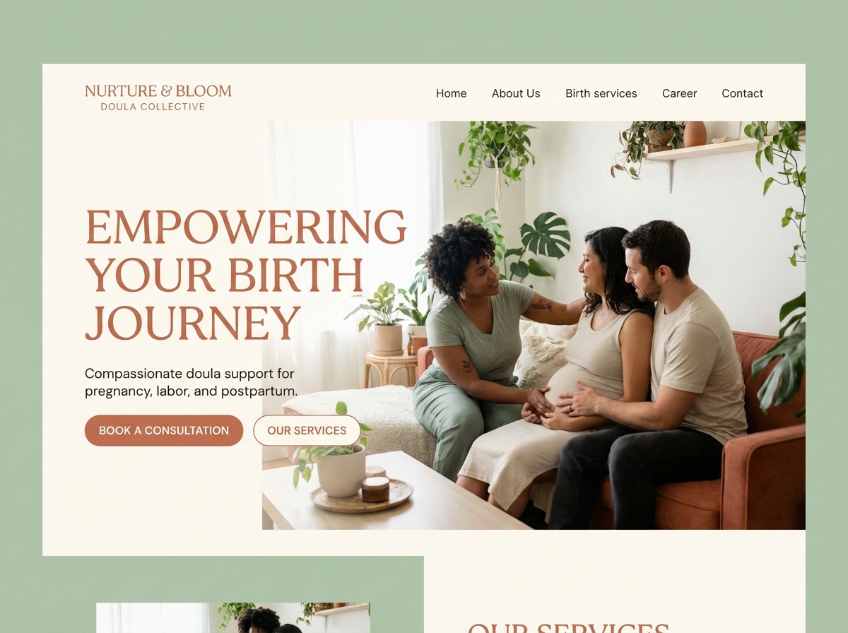 Build a Beautiful, Empowering <span class="gradient-text">Doula Website</span> website preview