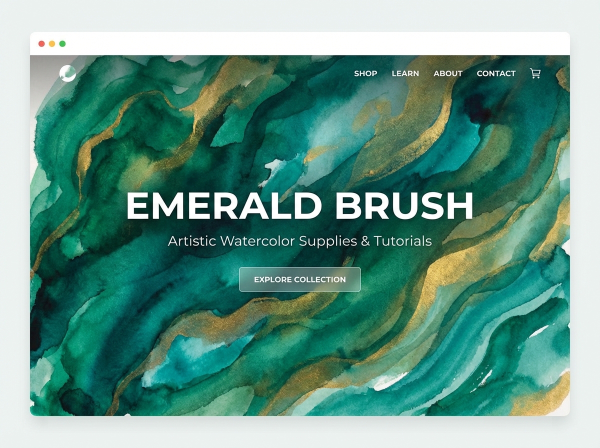 Showcase Your Art with an Exquisite Emerald Watercolor Portfolio website preview