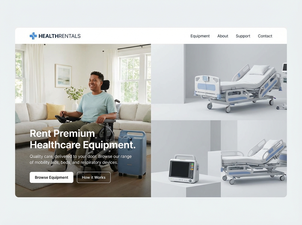 Build Your Healthcare Equipment Rentals Website Effortlessly website preview