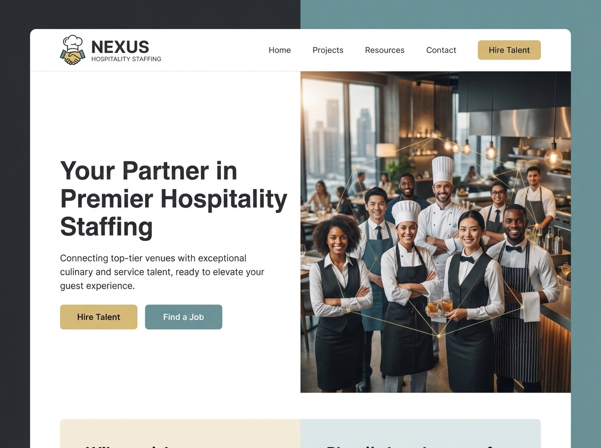 Streamline Your Agency with a Dedicated Hospitality Staffing Website Builder website preview