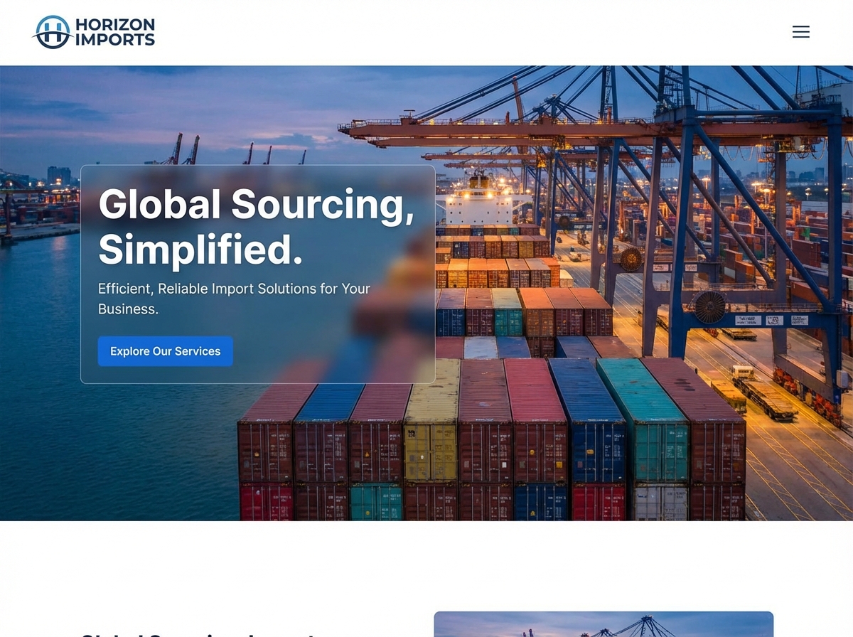 Build Your Global <gradient>Import Business Website</gradient> website preview
