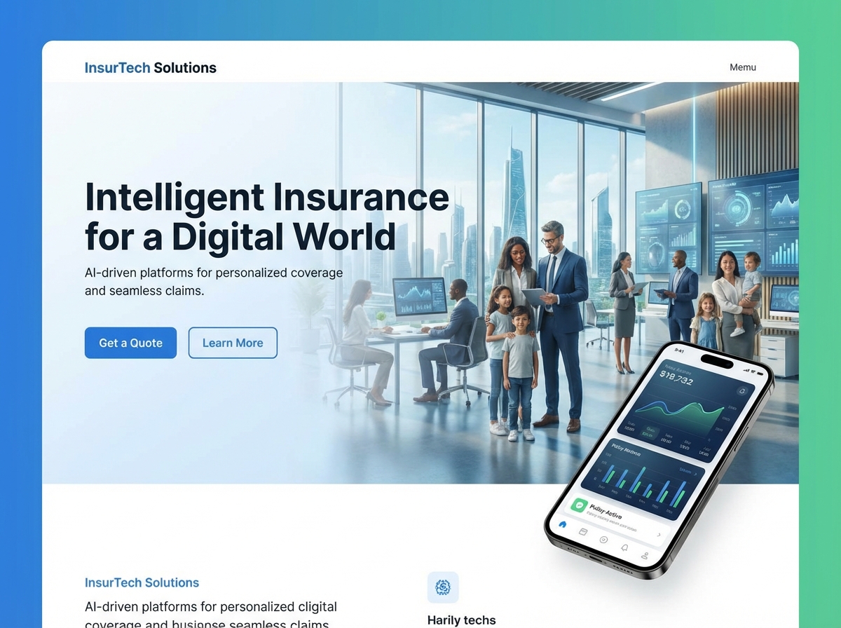Build Cutting-Edge Solutions with an unstoppable AI powered website builder for your next big idea in insurance technology. website preview
