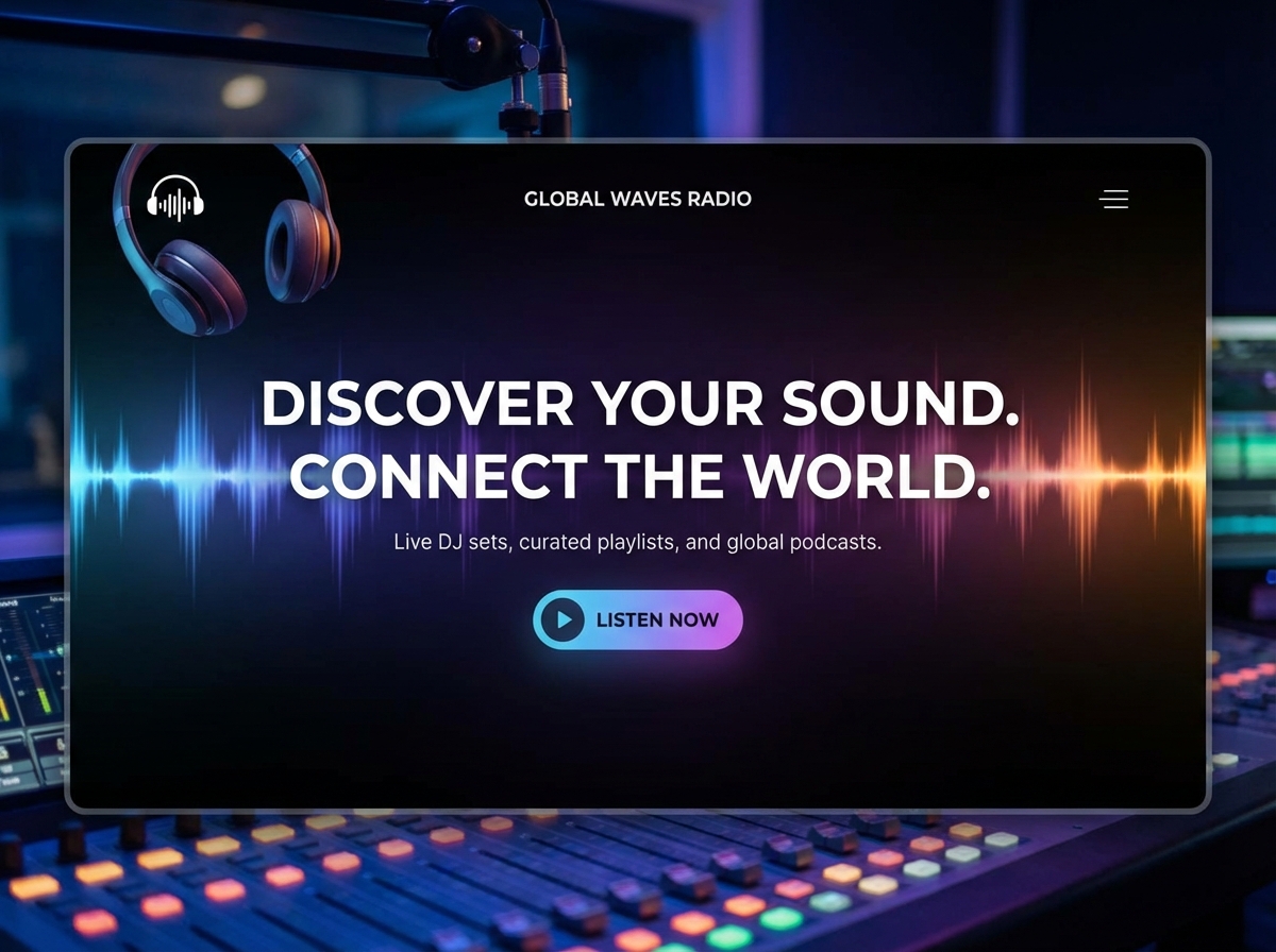 Launch Your Own <span class='gradient-text'>Internet Radio Station</span> with Ease website preview