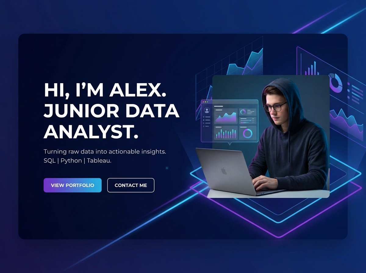 Launch Your Career with a Standout <br/> <span class="gradient-text">Junior Data Analyst Portfolio</span> website preview