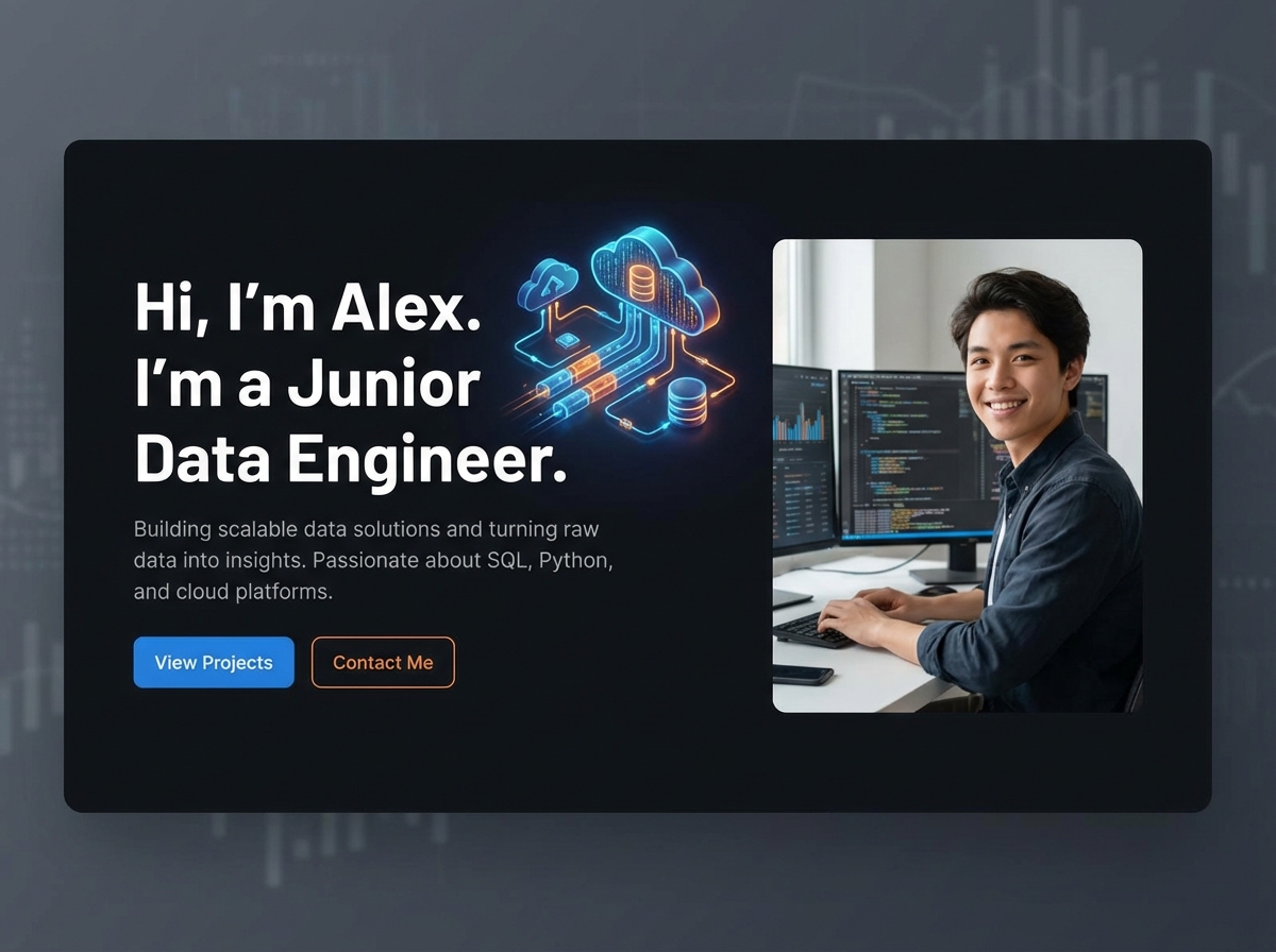 Launch Your Career with a Standout <span class="gradient-text">Junior Data Engineer Portfolio</span> website preview