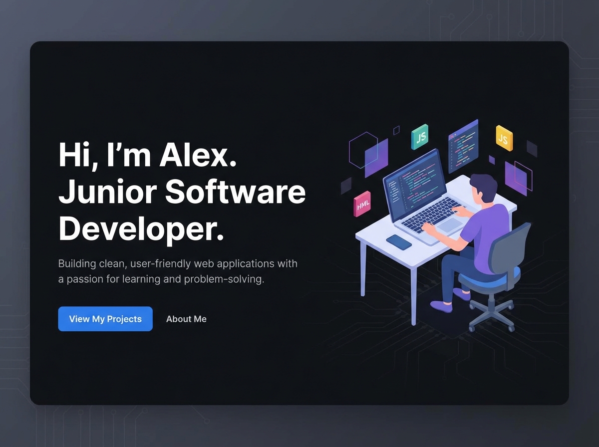 Launch Your Career with a Standout <span class='gradient-text'>Junior Software Developer Portfolio</span> website preview