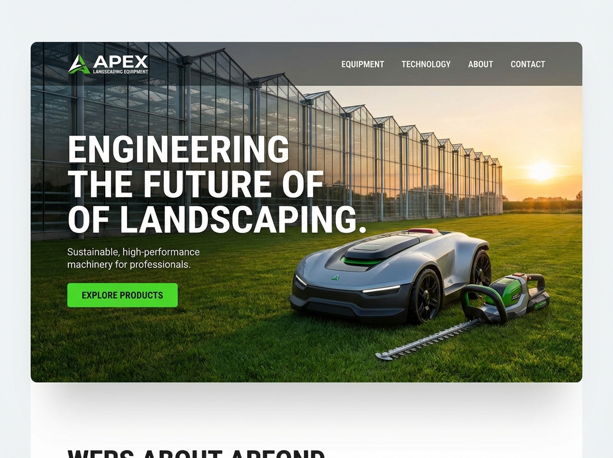 Build Your Global <span class="gradient-text">Landscaping Equipment Manufacturing</span> Hub website preview