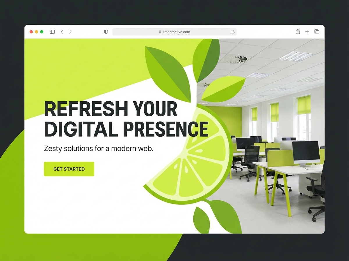 Unleash Your Creativity with Grigora's Dynamic Lime Color Websites website preview