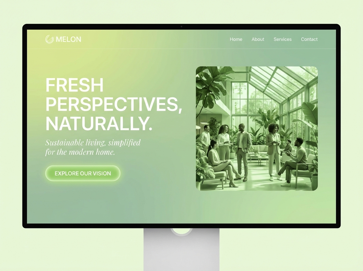 Unleash Your Creativity with the Perfect Gradient-Rich Melon Green Color Palette website preview